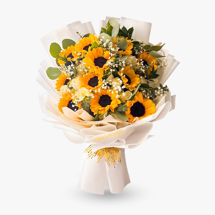 Ramo de 12 Girasoles con minirosas